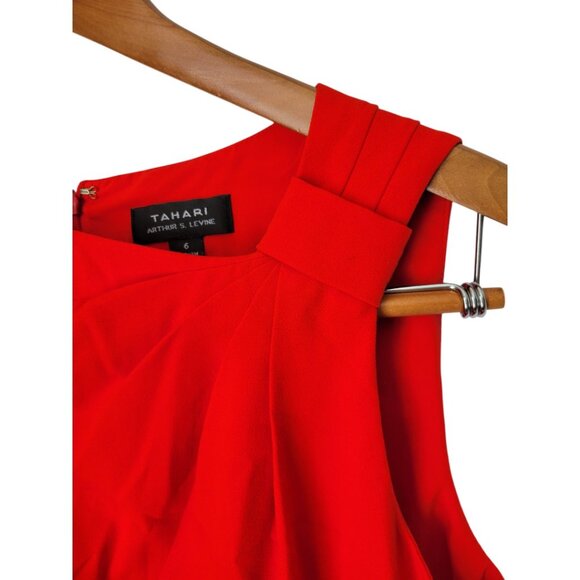 Women's Red Sleeveless Tahari Arthur Levine 6 Dress Office - Picture 2 of 3